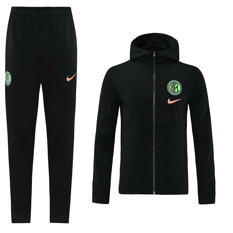 Inter Milan 21/22 Full-Zip Hooded Tracksuit - Black