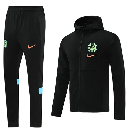 Inter Milan 21/22 Full-Zip Hooded Tracksuit - Black